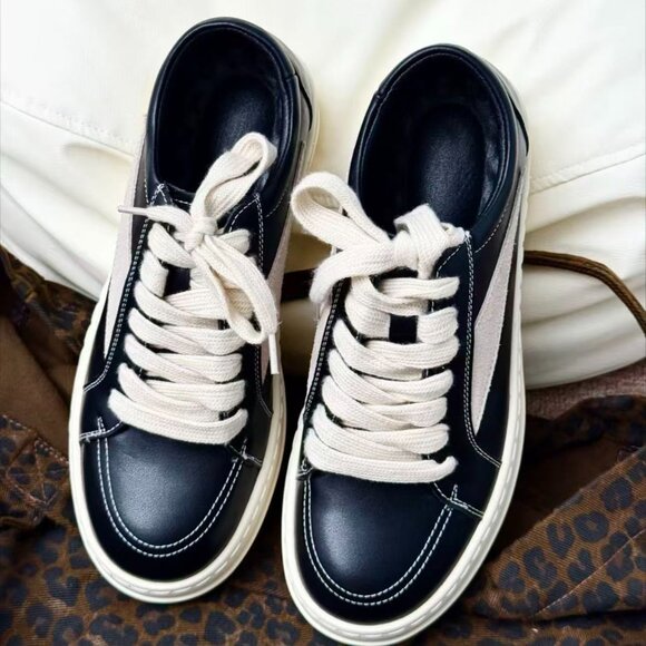 Rick Owens Black and White Leather Oxfords